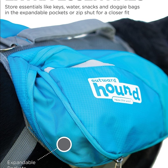 SMALL Outward Hound Doggie Day Pak, 4 pockets & D ring leash attachment - Picture 5 of 8